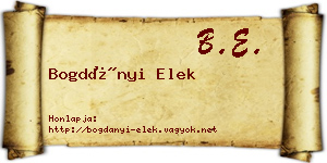 Bogdányi Elek névjegykártya