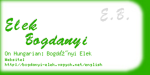 elek bogdanyi business card